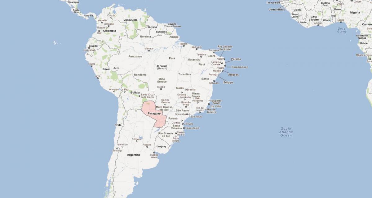 რუკა პარაგვაი სამხრეთ ამერიკის